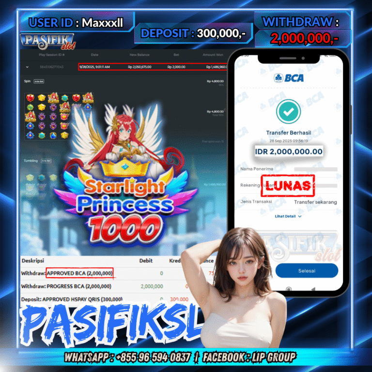 PASIFIKSLOT JACKPOT STARLIGHT PRINCESS 1000 Rp.2,000,000,- LUNAS!
