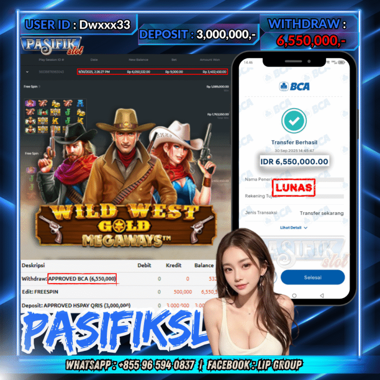 PASIFIKSLOT JACKPOT WILD WEST GOLD Rp.6,550,000,- LUNAS!