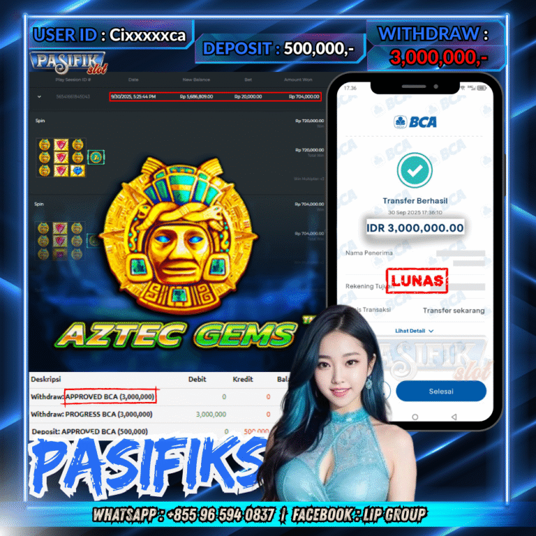 PASIFIKSLOT JACKPOT AZTEC GEMS Rp.3,000,000,- LUNAS!