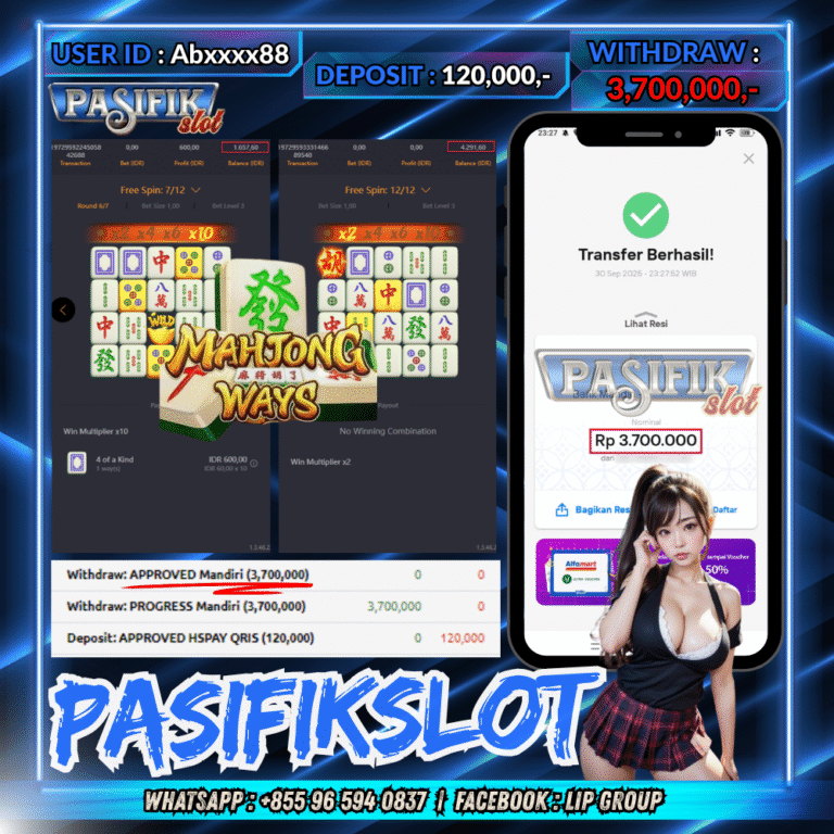 PASIFIKSLOT JACKPOT MAHJONG WAYS Rp.3,700,000,- LUNAS!