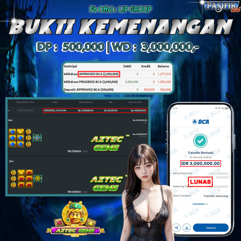PASIFIKSLOT JACKPOT AZTEC GEMS Rp.3,000,000,- LUNAS!