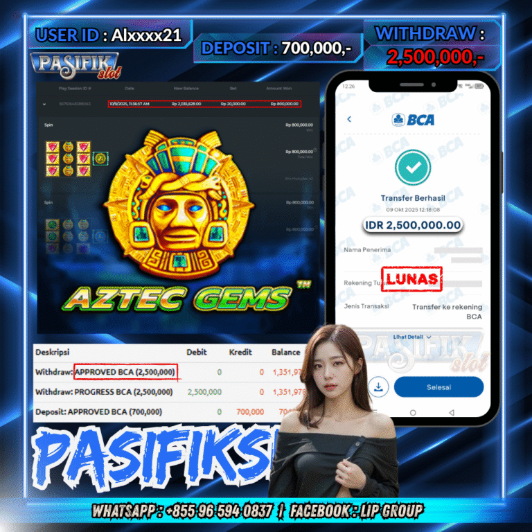 PASIFIKSLOT JACKPOT AZTEC GEMS Rp.2,500,000,- LUNAS!