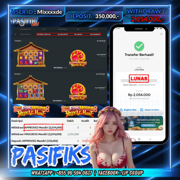 PASIFIKSLOT JACKPOT THE DOG HOUSE – ROYAL HUNT Rp.2,054,000,- LUNAS!