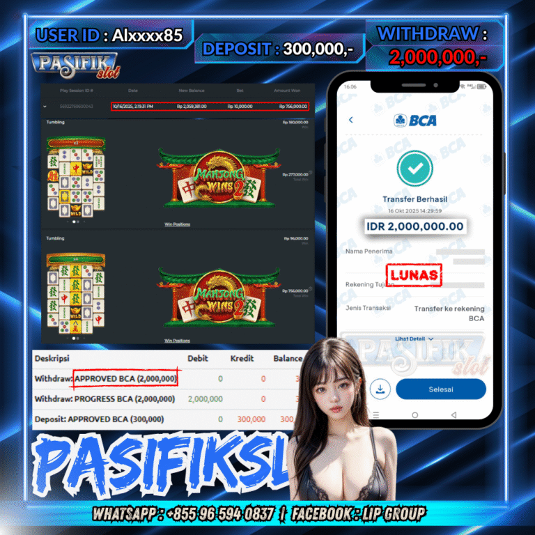 PASIFIKSLOT JACKPOT MAHJONG WINS 2 Rp.2,000,000,- LUNAS!