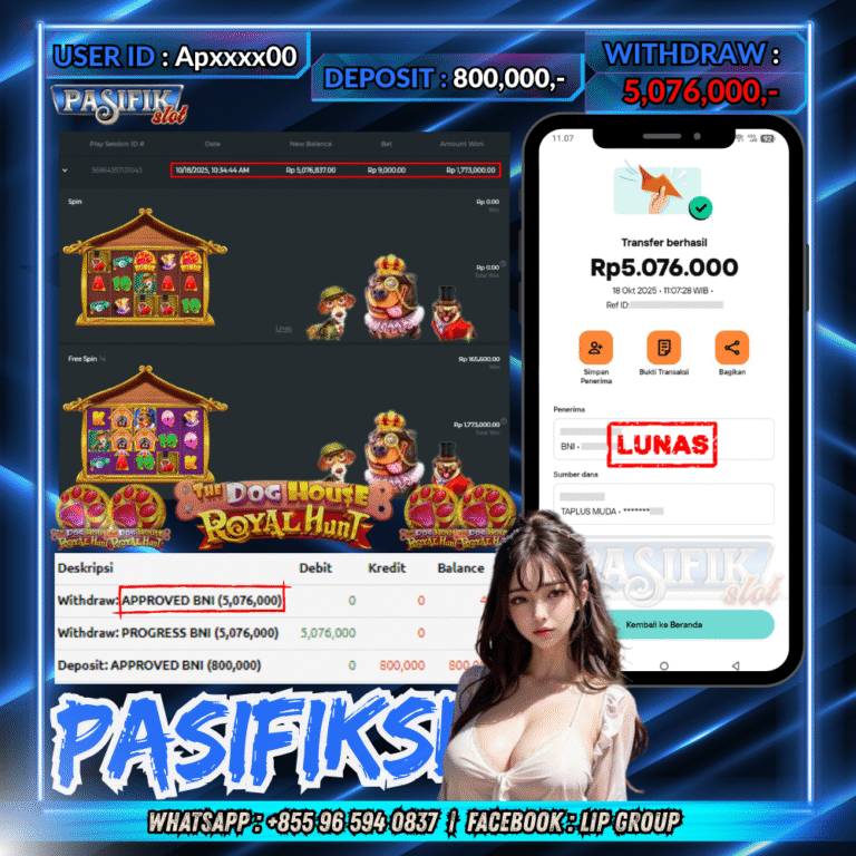 PASIFIKSLOT JACKPOT THE DOG HOUSE – ROYAL HUNT Rp.5,076,000,- LUNAS!