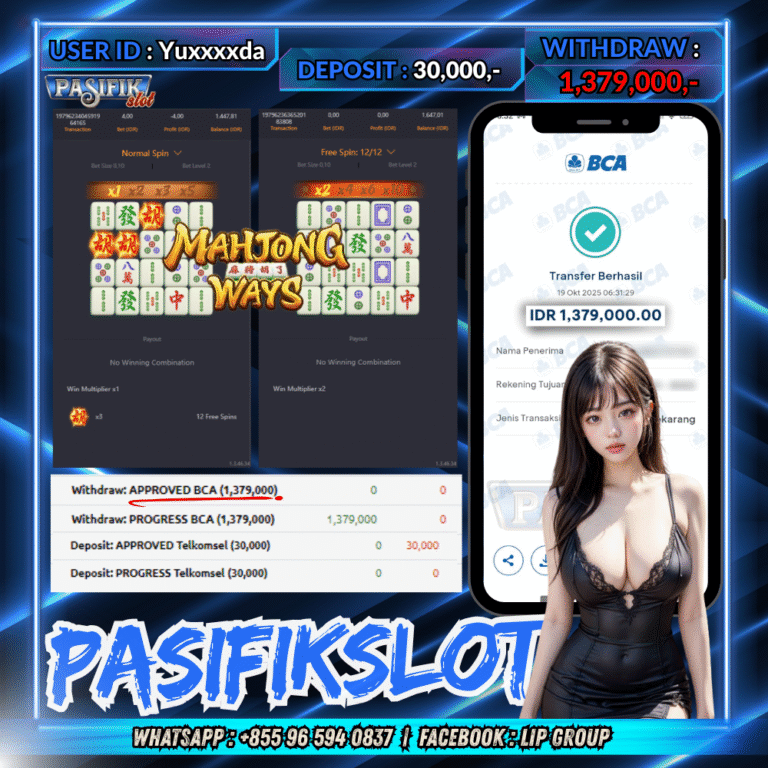 PASIFIKSLOT JACKPOT MAHJONG WAYS Rp.1,379,000,- LUNAS!