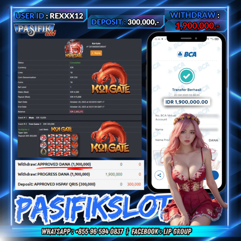 PASIFIKSLOT JACKPOT KOI GATE Rp.1,900,000,- LUNAS!