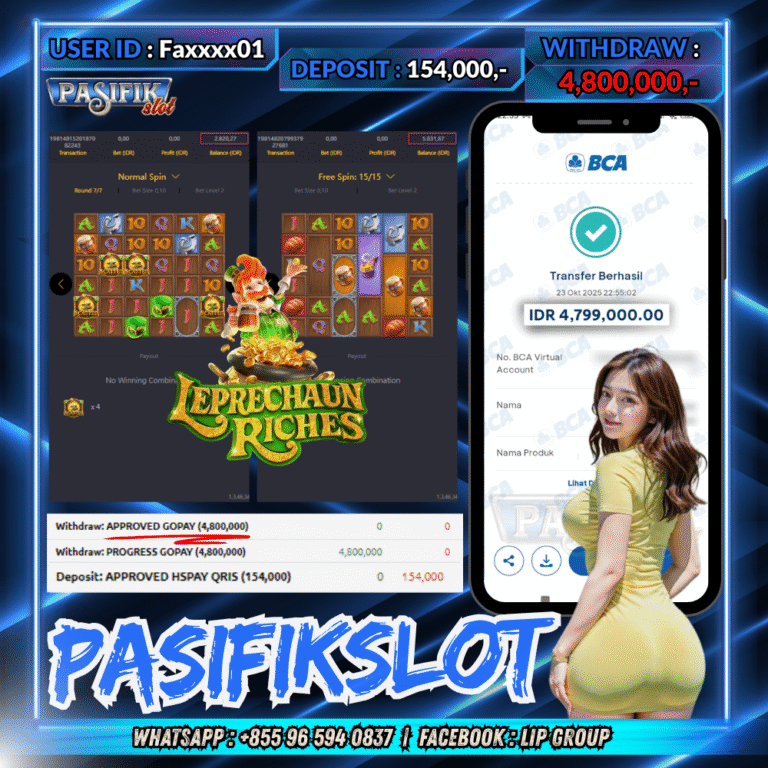 PASIFIKSLOT JACKPOT LEPRECHAUN RICHES Rp.4,800,000,- LUNAS!