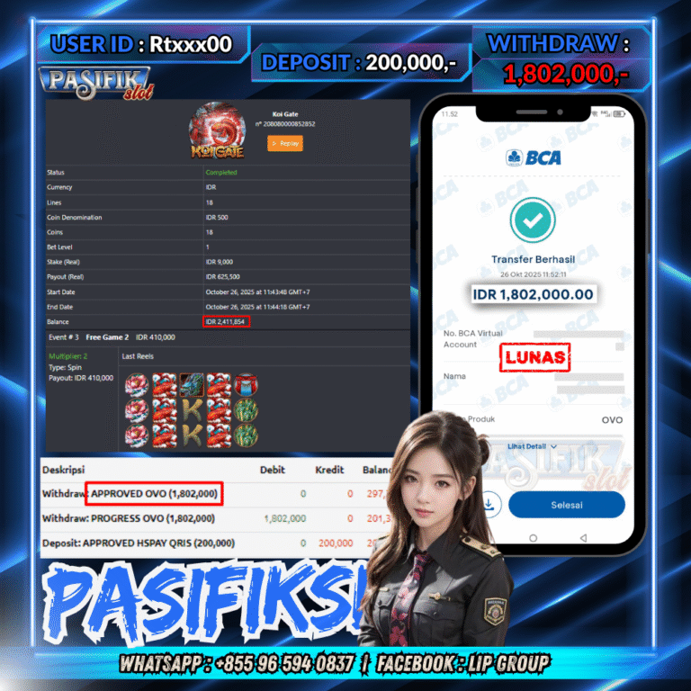 PASIFIKSLOT JACKPOT KOI GATE Rp.1,802,000,- LUNAS!