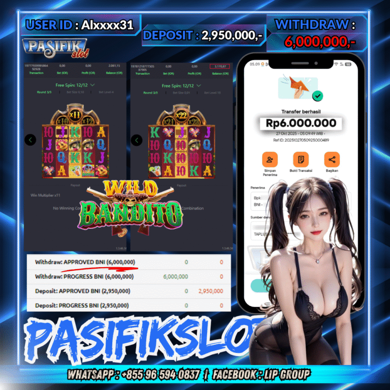 PASIFIKSLOT JACKPOT WILD BANDITO Rp.6,000,000,- LUNAS!