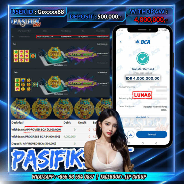 PASIFIKSLOT JACKPOT AZTEC GEMS Rp.4,000,000,- LUNAS!