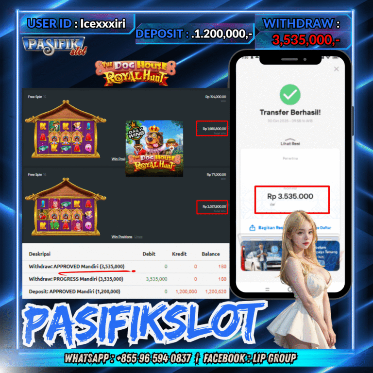 PASIFIKSLOT JACKPOT THE DOG HOUSE ROYAL HUNT Rp.3,535,000,- LUNAS!