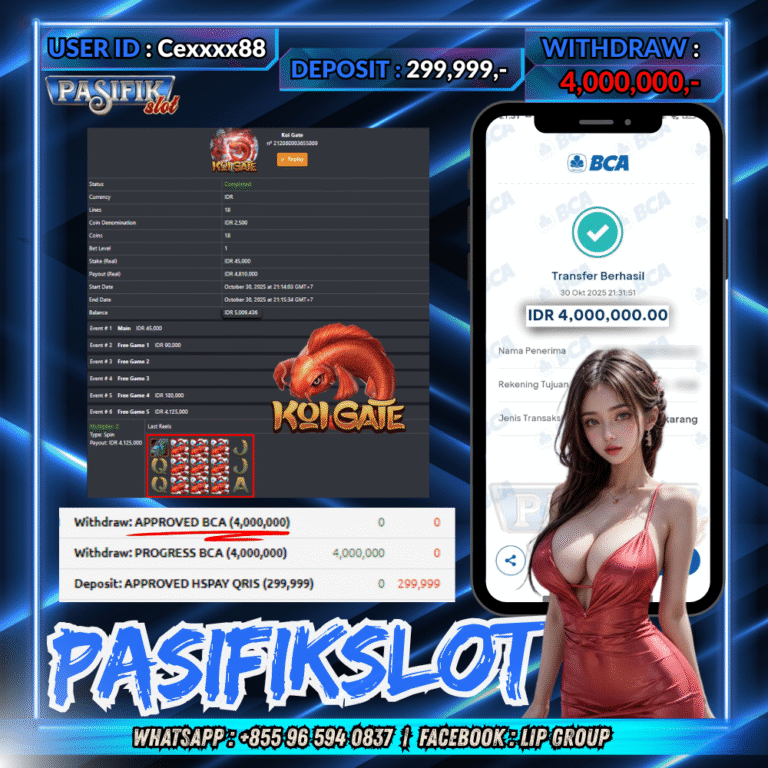 PASIFIKSLOT JACKPOT KOI GATE Rp.4,000,000,- LUNAS!