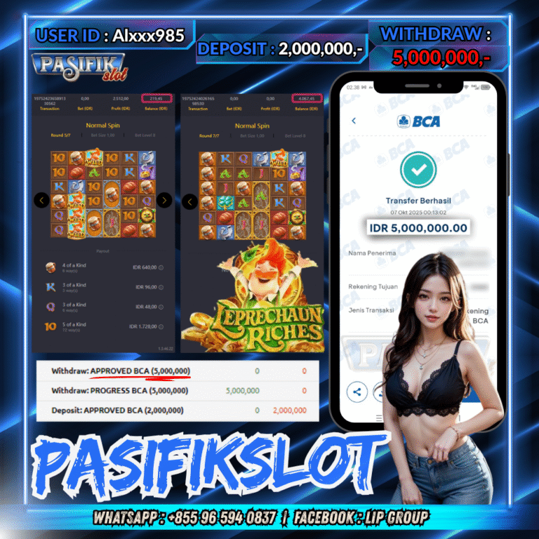 PASIFIKSLOT JACKPOT LEPRECHAUN RICHES  Rp.5,000,000,- LUNAS!