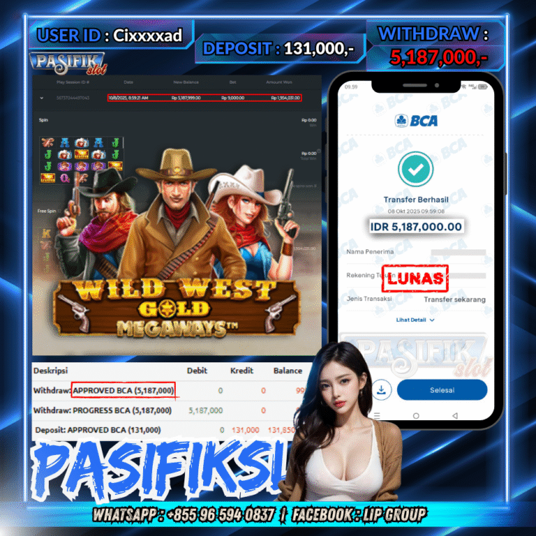 PASIFIKSLOT JACKPOT WILD WEST GOLD Rp.5,187,000- LUNAS!