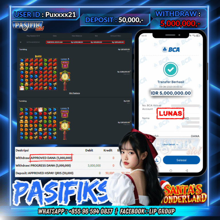 PASIFIKSLOT JACKPOT SANTA’S WONDERLAND Rp.5,000,000- LUNAS!