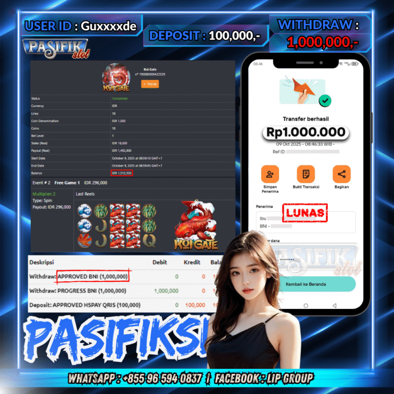 PASIFIKSLOT JACKPOT KOI GATE Rp.1,000,000,- LUNAS!
