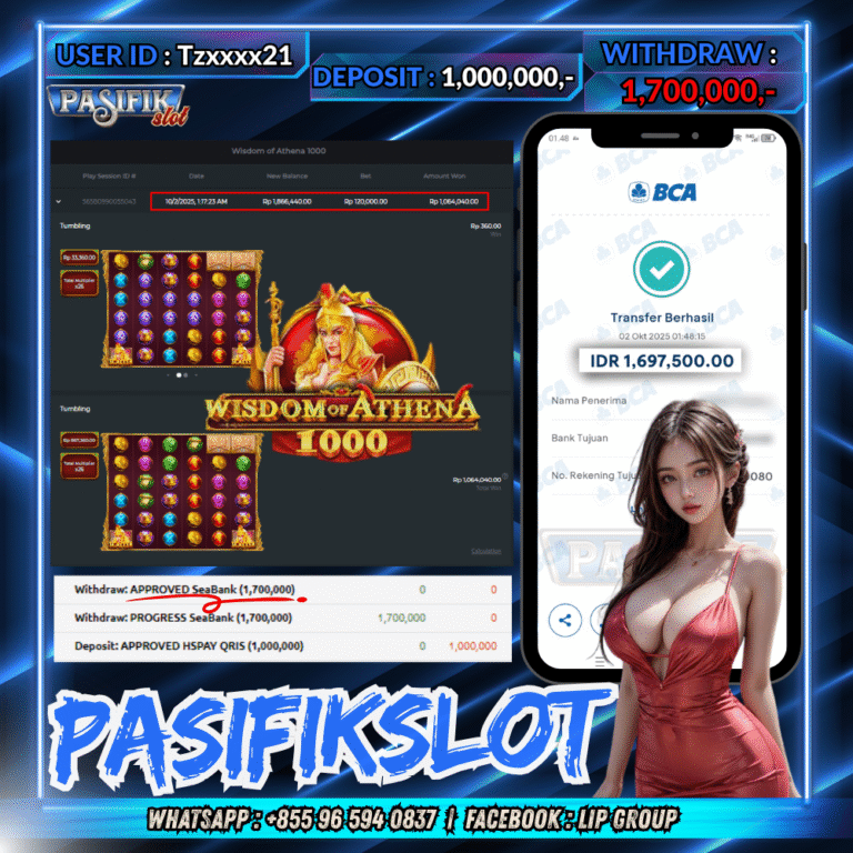 PASIFIKSLOT JACKPOT  WISDOM OF ATHENA  Rp.1,700,000,- LUNAS!