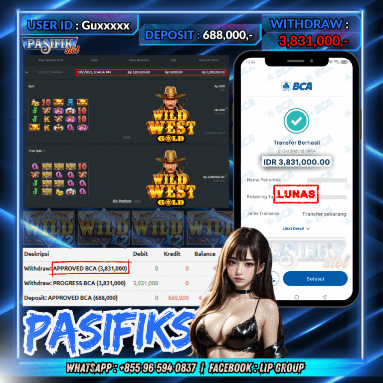 PASIFIKSLOT JACKPOT WILD WEST GOLD Rp.3,831,000,- LUNAS!