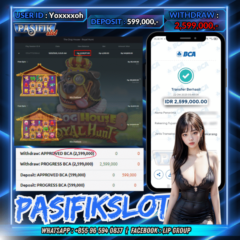 PASIFIKSLOT JACKPOT THE DOG HOUSE – ROYAL HUNT Rp.2,599,000,- LUNAS!