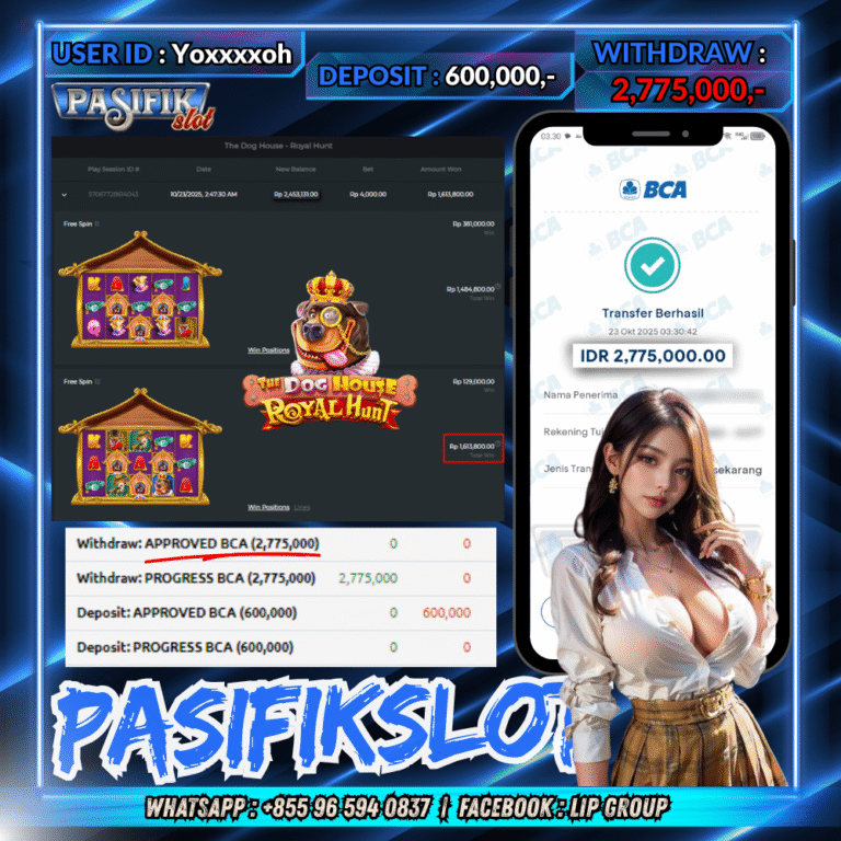 PASIFIKSLOT JACKPOT THE DOG HOUSE – ROYAL HUNT Rp.2,775,000,- LUNAS!
