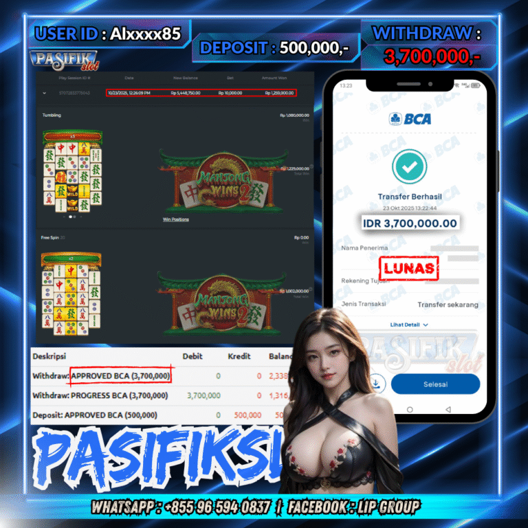 PASIFIKSLOT JACKPOT MAHJONG WINS 2 Rp.3,700,000,- LUNAS!