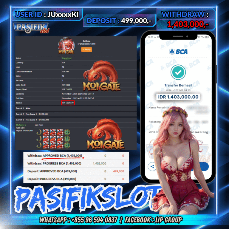 PASIFIKSLOT JACKPOT KOI GATE Rp.1,403,000,- LUNAS!