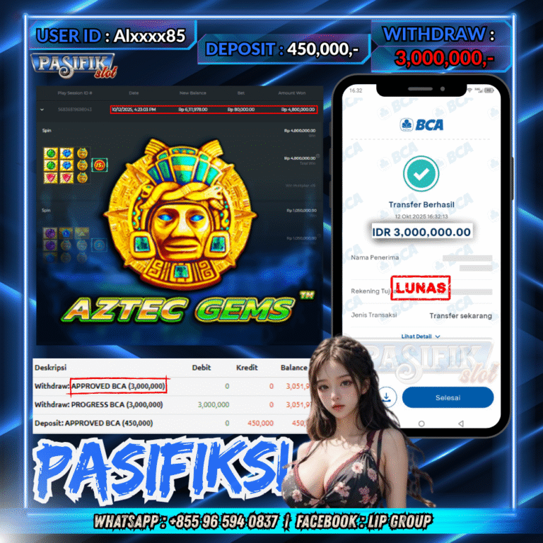 PASIFIKSLOT JACKPOT AZTEC GEMS Rp.3,000,000,- LUNAS!