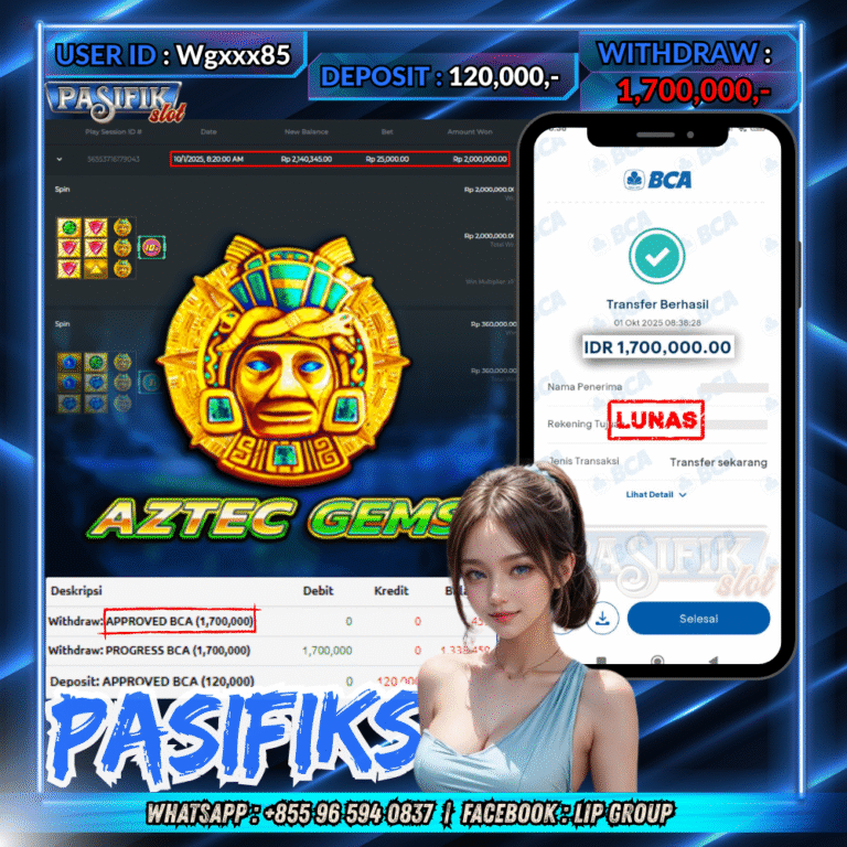 PASIFIKSLOT JACKPOT AZTEC GEMS Rp.1,700,000,- LUNAS!