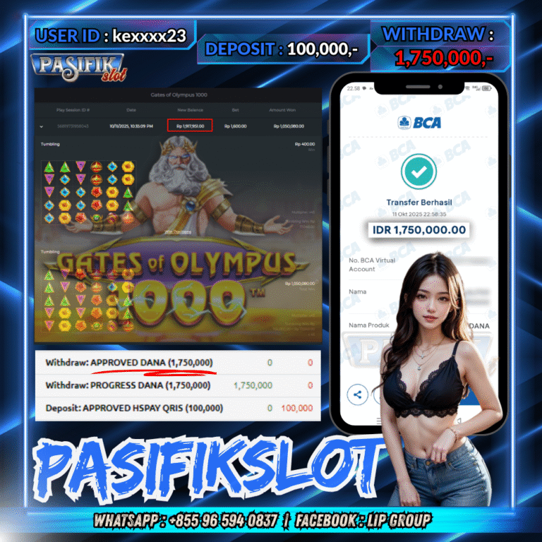 PASIFIKSLOT JACKPOT GATES OF OLYMPUS 1000 Rp.1,750,000,- LUNAS!