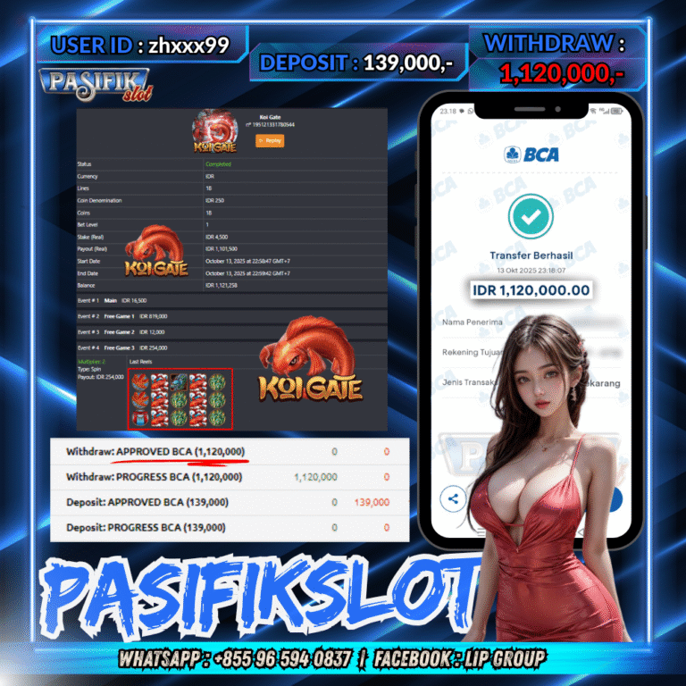 PASIFIKSLOT JACKPOT THE KOI GATE Rp.1,120,000,- LUNAS!