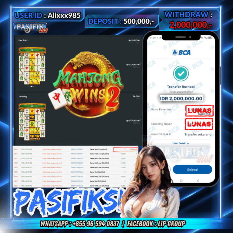 PASIFIKSLOT JACKPOT MAHJONG WINS 2 Rp.2,000,000,- LUNAS!