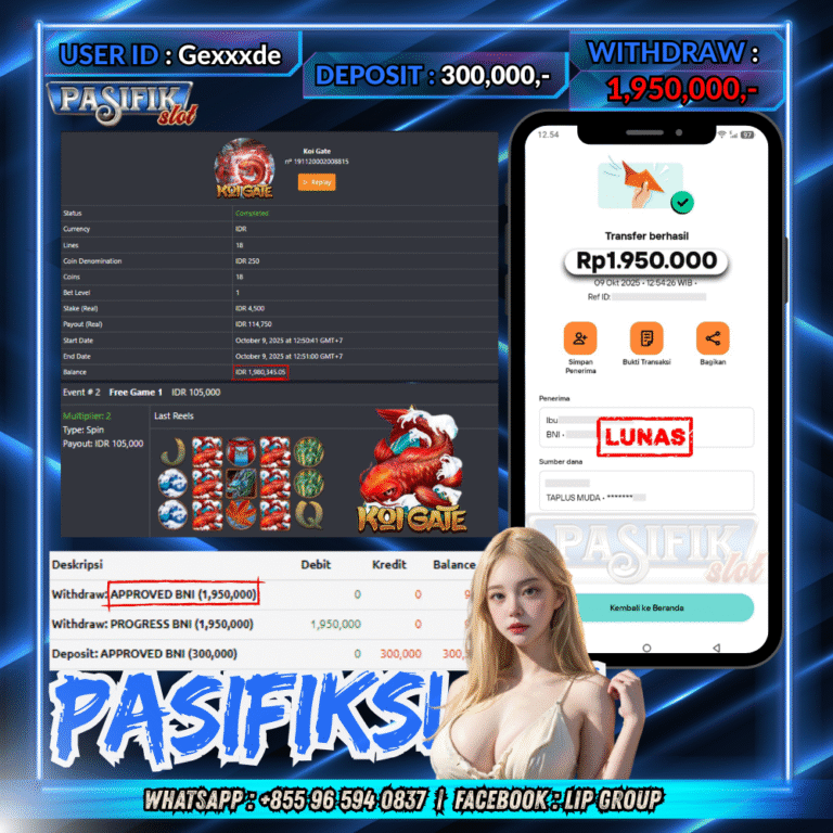 PASIFIKSLOT JACKPOT KOI GATE Rp.1,950,000,- LUNAS!
