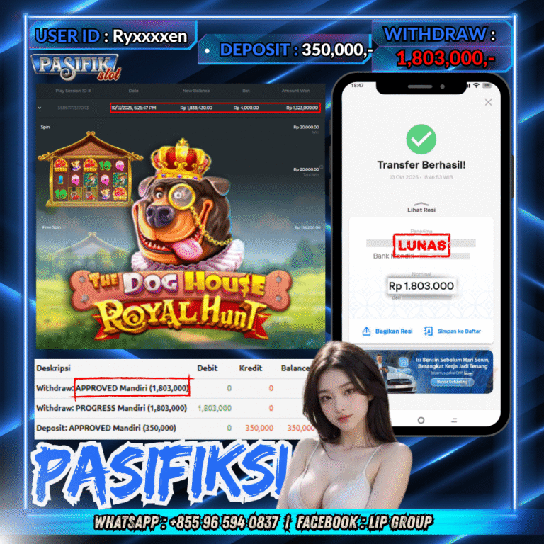 PASIFIKSLOT JACKPOT THE DOG HOUSE – ROYAL HUNT Rp.1,803,000,- LUNAS!