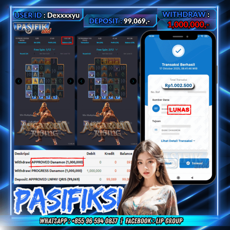 PASIFIKSLOT JACKPOT ASGARDIAN RISING Rp.1,000,000,- LUNAS!