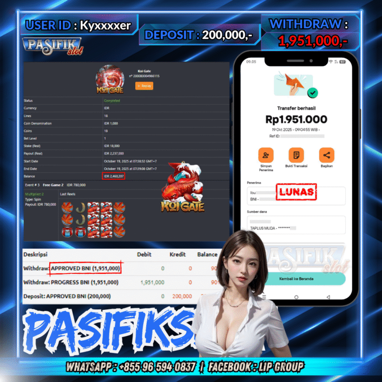 PASIFIKSLOT JACKPOT KOI GATE Rp.1,951,000,- LUNAS!