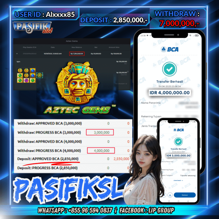 PASIFIKSLOT JACKPOT AZTEC GEMS Rp.7,000,000,- LUNAS!