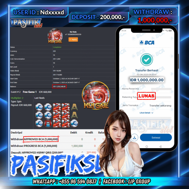 PASIFIKSLOT JACKPOT KOI GATE Rp.1,000,000,- LUNAS!