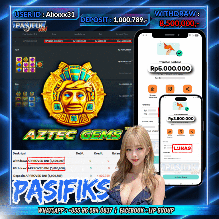 PASIFIKSLOT JACKPOT AZTEC GEMS Rp.8,500,000,- LUNAS!