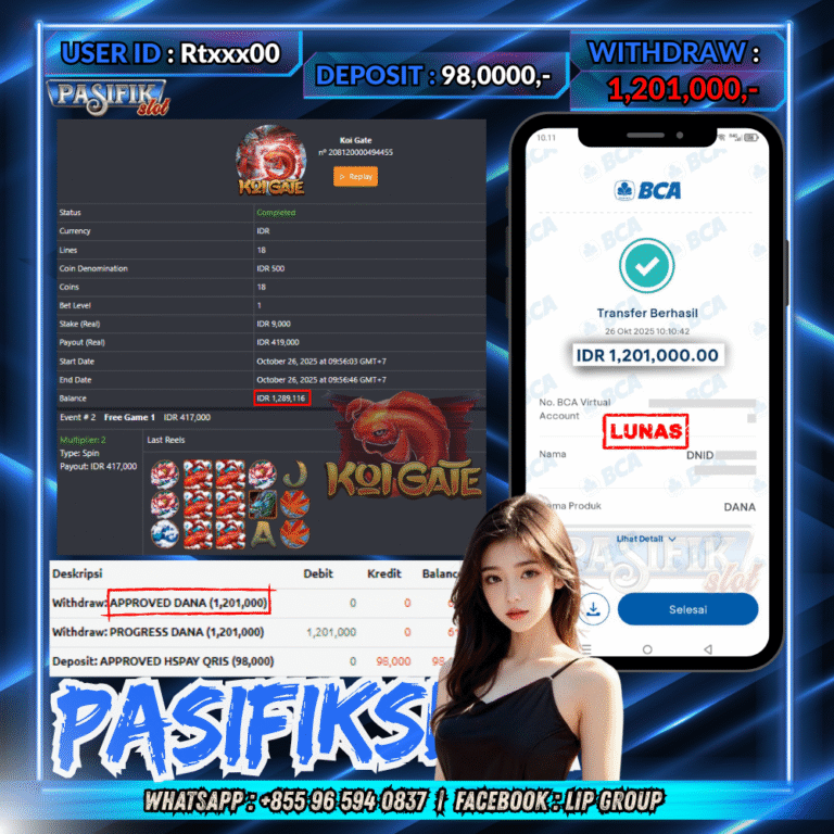 PASIFIKSLOT JACKPOT KOI GATE Rp.1,201,000,- LUNAS!