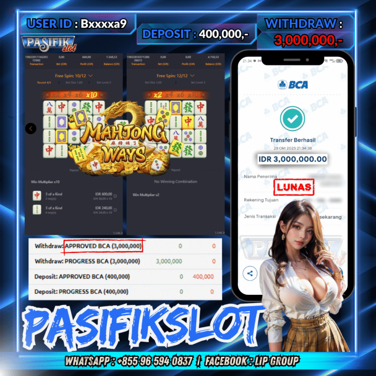 PASIFIKSLOT JACKPOT MAHJONG WAYS  Rp.3,000,000,- LUNAS!