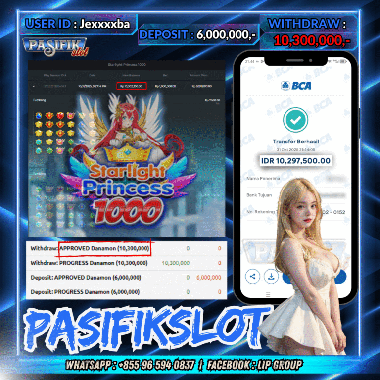 PASIFIKSLOT JACKPOT STARLIGHT PRINCESS 1000 Rp.10,300,000,- LUNAS!