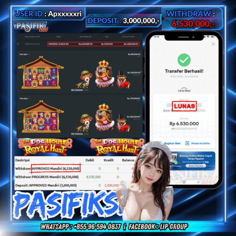 PASIFIKSLOT JACKPOT THE DOG HOUSE – ROYAL HUNT Rp.6,530,000,- LUNAS!