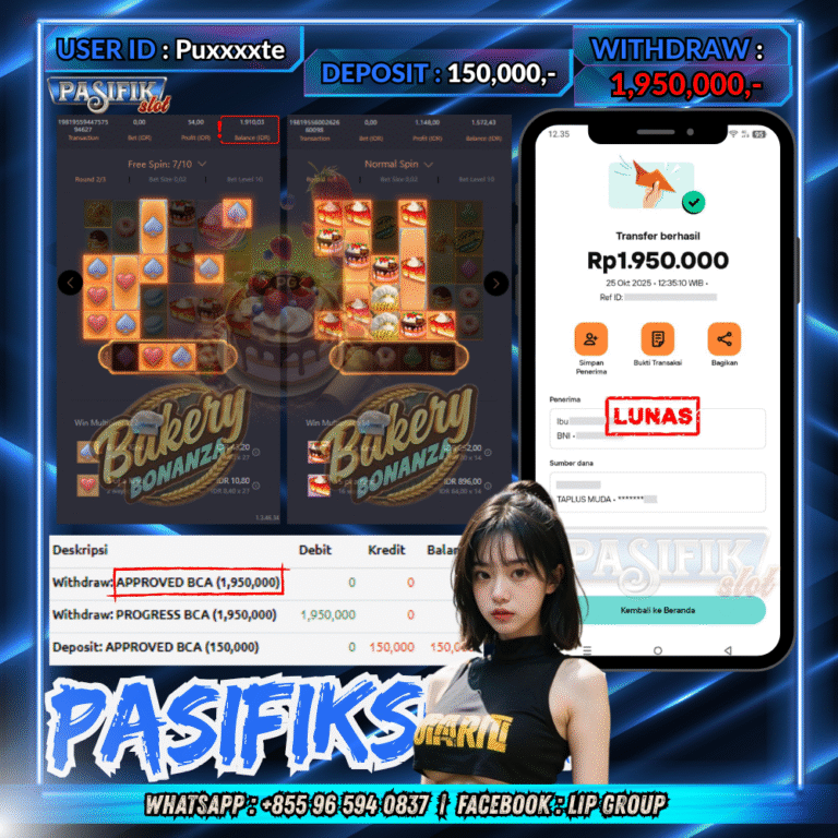 PASIFIKSLOT JACKPOT BAKERY BONANZA Rp.1,950,000,- LUNAS!