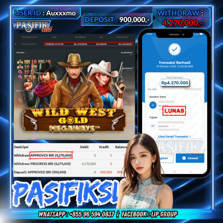 PASIFIKSLOT JACKPOT WILD WEST GOLD Rp.4,270,000,- LUNAS!