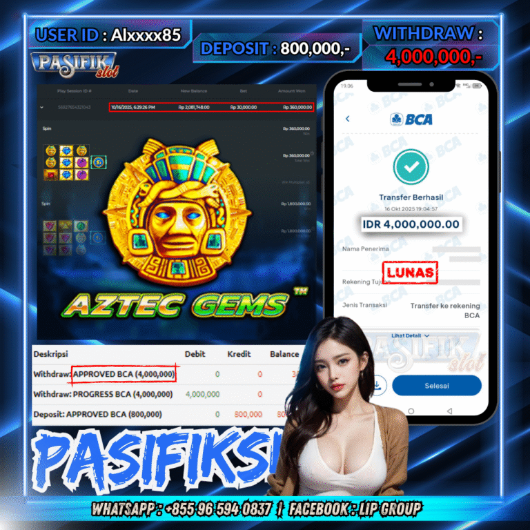 PASIFIKSLOT JACKPOT AZTEC GEMS Rp.4,000,000,- LUNAS!