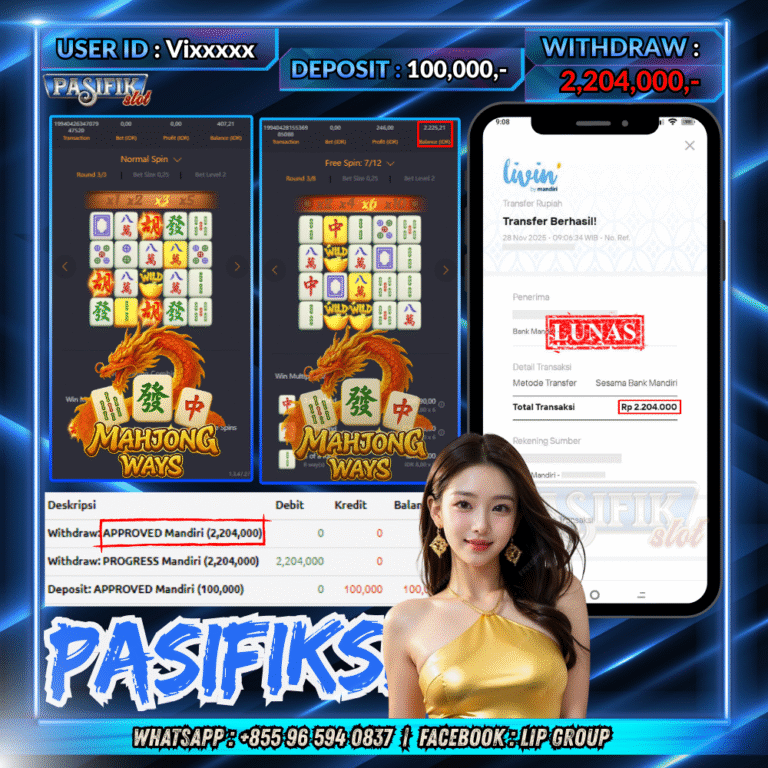 PASIFIKSLOT JACKPOT MAHJONG WAYS Rp.2,204,000,- LUNAS!