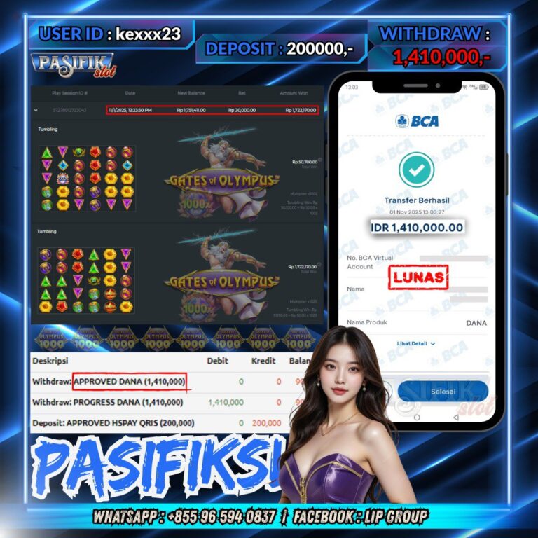 PASIFIKSLOT JACKPOT GATES OF OLYMPUS 1000 Rp.1,410,000,- LUNAS!