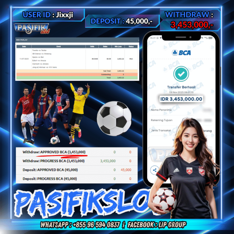 PASIFIKSLOT JACKPOT MIX PARLAY  Rp.3,453,000,- LUNAS!