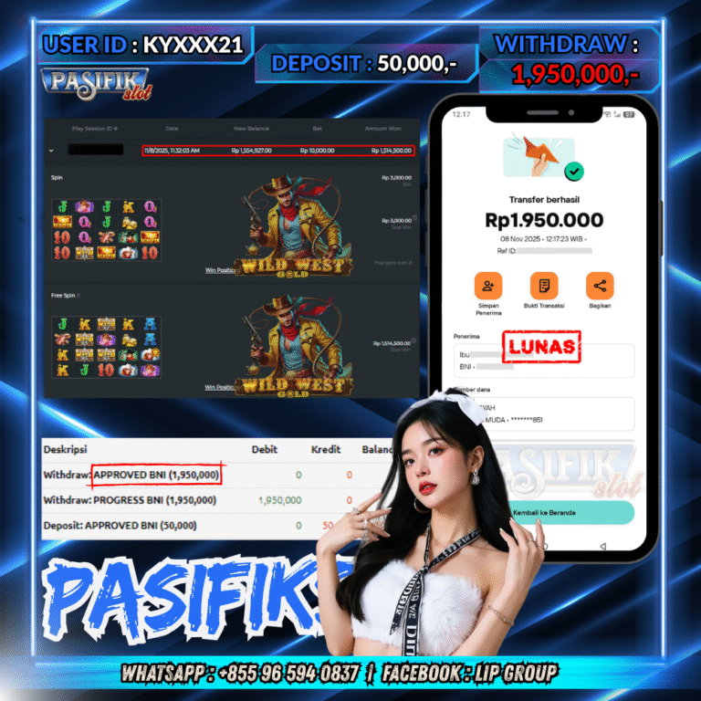 PASIFIKSLOT JACKPOT WILD WEST GOLD Rp.1,950,000,- LUNAS!